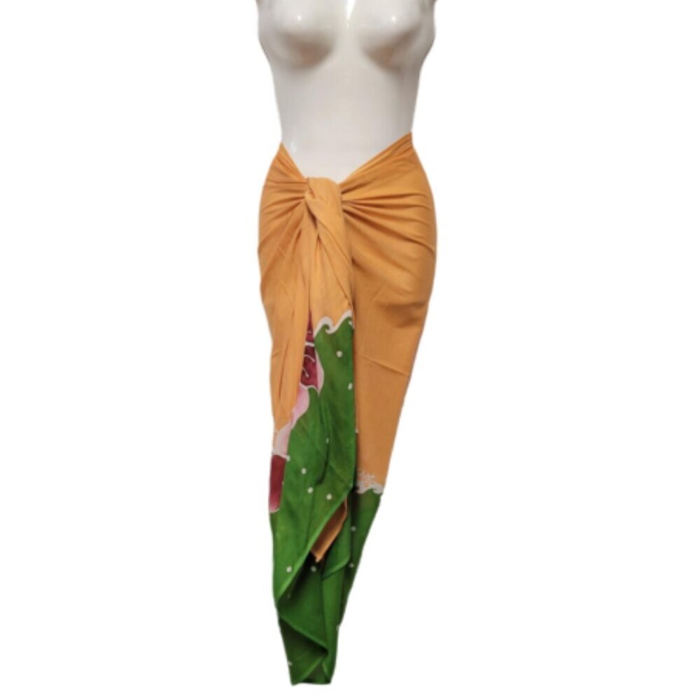 Womens Cotton Beach Wrap Sarong Handpainted Batik Wrapskirt Pareo Beachwear-NEW